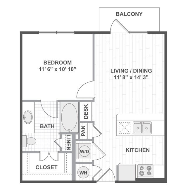 1 Bedroom 11A 313 floor plan